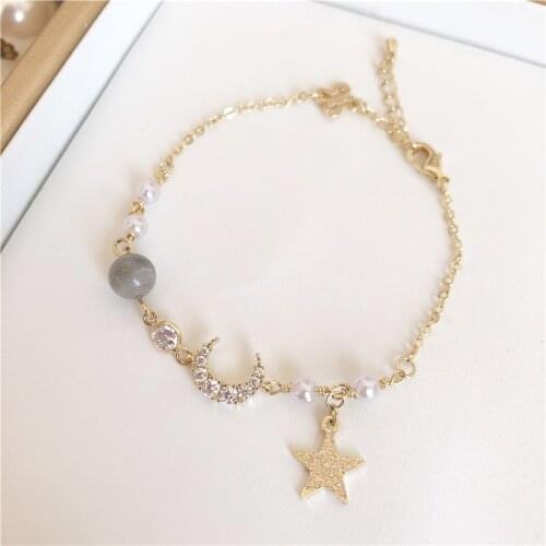 2021 New Classic Star Moon Bracelet Korean Female Jewelry Students Best Friend Dream Colorful Stone Bracelet Fashion Bracelet