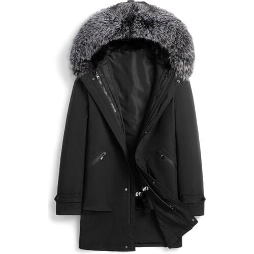 Promote Men Winter Warm Thicken Real Fur Parkas Formal Casual Medium Long Fur Nick Coats