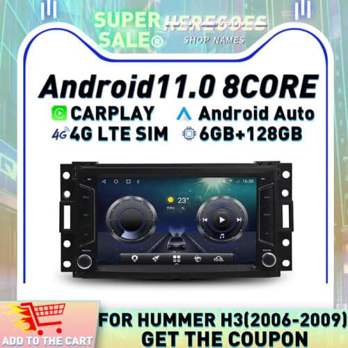 Carplay 7" 4G LTE DSP Android 10.0 Car DVD Player 6GB + 128GB Autoradio Navigation For Hummer H3 2006 2007 2008 2009 GPS Radio