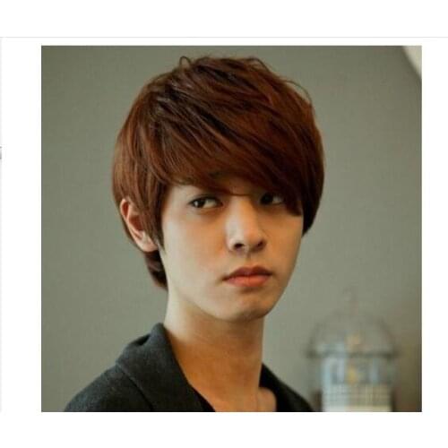 FREE SHIP>>>New fashion Korean mens short Light brown male hair Cosplay wigs