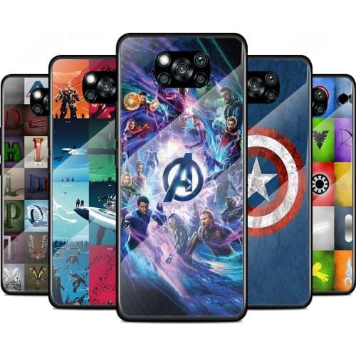 Avengers Marvel Tempered Glass Cover For Xiaomi Poco X3 NFC F3 M2 X2 F2 Redmi K20 K30 K40 Pro Plus Phone Case