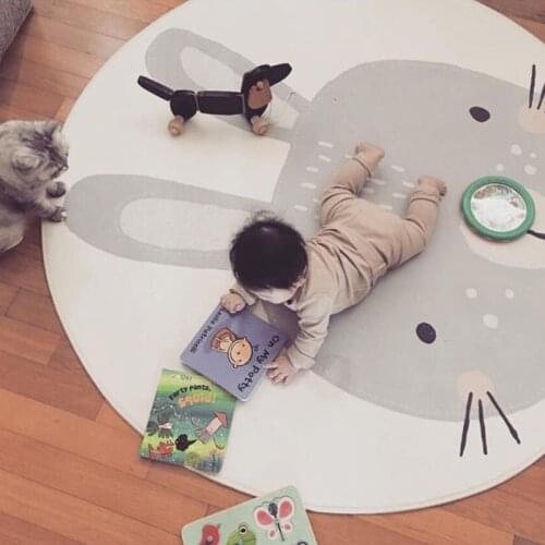 Infant Play Mat Puzzle Childrens Room Cartoon Round Carpet Non-slip Bedroom Lovely Rabbit Newborn Baby play mat Crawling Rug