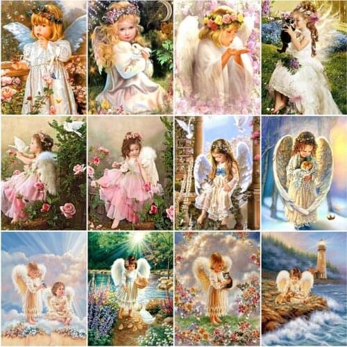 HUACAN Paint By Numbers Religion Angel Acrylic Unique Gift Pictures By Number On Canvas Girl Kits Modern Wall Art