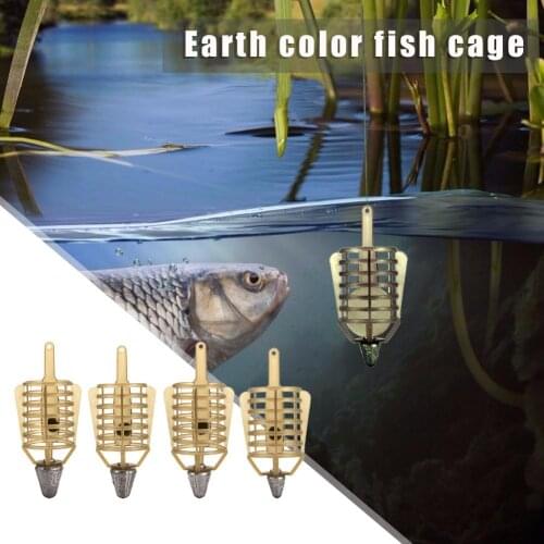 Yellow Fish Small Bait Cage Basket Feeder Holder Fishing Lure Cage Carp Fishing Bait Feeder Trap Plastic Fishing Accessories