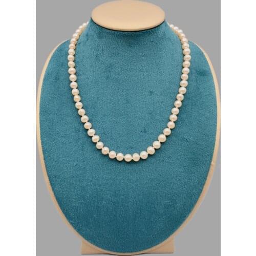 FoLisaUnique 7-8mm AAAA Top Quality Real Pink Pearl Necklace For Women Gift Delicate Elegant Jewelry 925 Sterling Silver Clasp