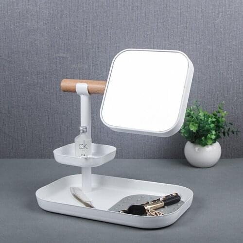 Cosmetic Two-layer Storage Box Creative Skin Care Product Storage Rack Dressing Table Lipstick Perfume Jewelry Shelf with Mirror