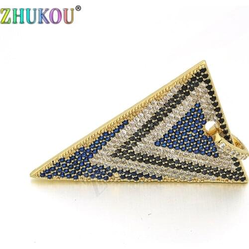 25*35mm Hot Fashion Brass Cubic Zirconia Triangle Charms Pendants DIY Jewelry Bracelet Necklace Making, Hole: 3.5mm, Model: VD98