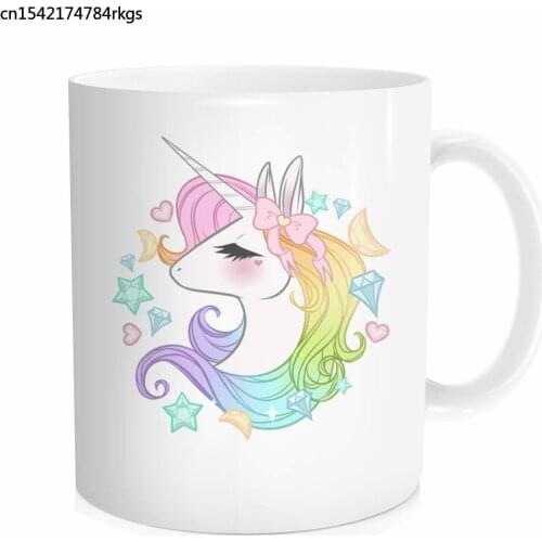 Cute Unicorns Head Coffee Mug Funny Unicorn Flower Crown Cup