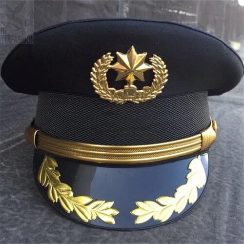 Army Officer Visor Security Guard Hat Men Military Police Caps For Cosplay Halloween Christmas Festival Gifts