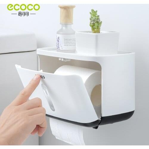 ECOCO Wall-Mounted Paper Towel Box Waterproof and Design Bathroom Accessories Shelf Paper Towel Box Integration Design