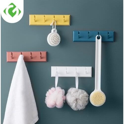 Self Adhesive Wall Door Back Hooks Wall Clothes Bag Headphone Key Hanger Kitchen Bathroom Door Towel Rustproof Shelf GUANYAO