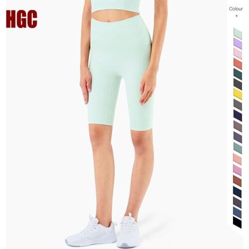 HGC Bermuda Shorts For Women High Waist NO Front Seam Naked-feel Fabric Elastic Sports Short Fitness Yoga Pantalones GYM Joggers