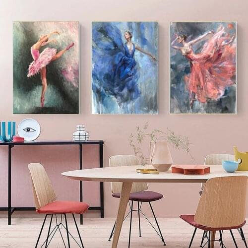 Nordic Abstract Watercolor Portrait Printed Poster Scandinavian Ballerina Oil on Canvas Art Wall Living Room home Decoration