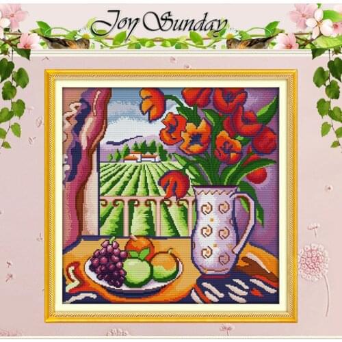 The Window View Flower Patterns Counted Cross Stitch 11CT 14CT Cross Stitch Sets Chinese Cross-stitch Kits Embroidery Needlework