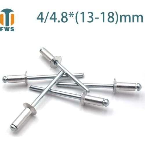 10PCS M4M4.8 Multi Size Aluminium Open End Countersunk Head Break Mandrel Blind Rivet Nail Pop Rivets for Furniture Car Aircraft
