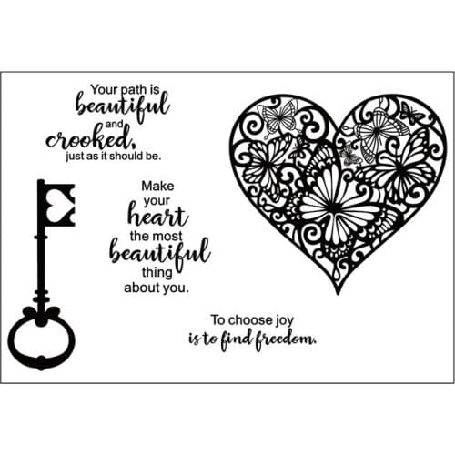 11x16 Love key New Transparent Clear Rubber Stamp Sheet Cling Scrapbooking Photo Album PaperCard DIY Craft