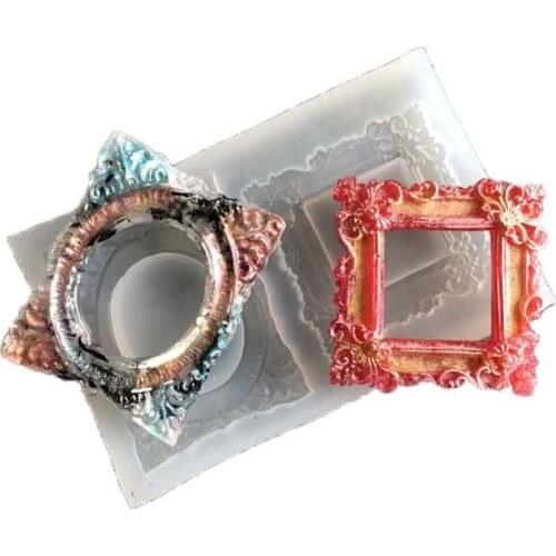 2 silica gel mold with picture frame modeling soft pottery clay plaster car decoration mold