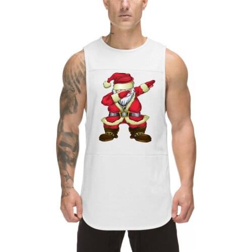 2021 Christmas Tank Top Men Dabbing Santa Claus Printed Sleeveless shirts Funny Vest Bodybuilding and Fitness Gym Clothing