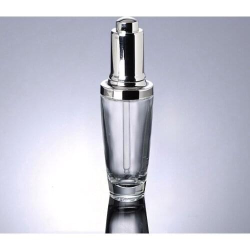 50ml transparent glass bottle with silver dropper or dropper bottle Cosmetic Packaging