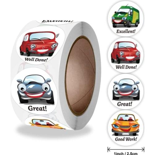 500pcs 2.5cm Cute Car Kids Reward Stickers Childrens Day Holiday Party Gifts Wrapping Decoration Stationery Sticker
