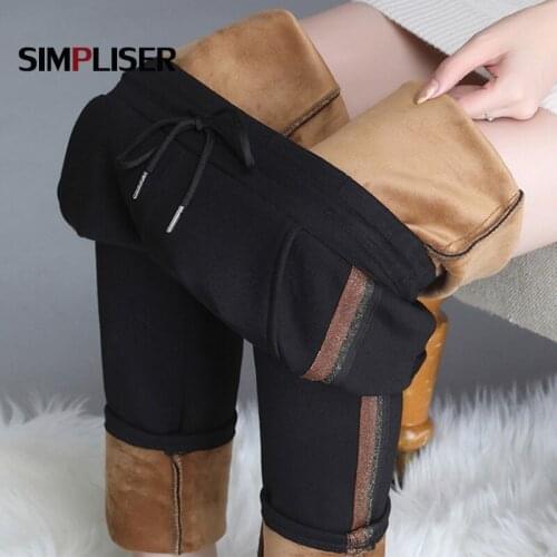 Elastic Waist Casual Women Pants Thicken Fleece Warm Trousers Plus Size Female Stretch Joggers Pencil Pants Ladies Sweatpants