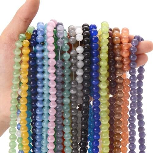 29 Colors Natural Cat Eye Stone Beads Round Loose Spacer Bead for Jewelry Making DIY Bracelet Necklace Accessories 4/6/8/10/12mm
