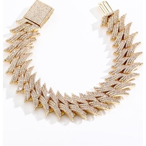 20MM Hip Hop Miami Cuban Chain Iced Out Bracelet Rapper Jewelry Cubic Zirconia Gold Sliver GCC001