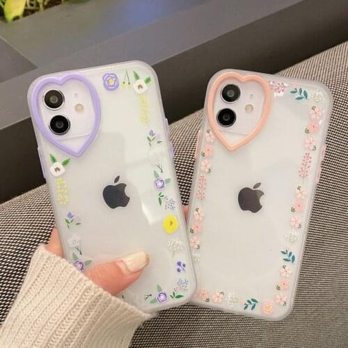 Transparent Love Frame Cute Phone Case For iPhone 12 Pro Max 11 XR XS Max X 7 8 Plus 12Mini 11Pro 11 SE2020 Soft IBM Back Cover