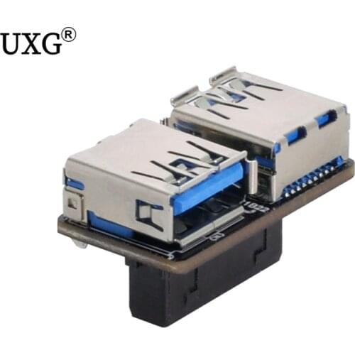 Dual USB 3.0 A Type Female To Motherboard 20/19 Pin Box Header Slot Adapter PCBA Flat Type