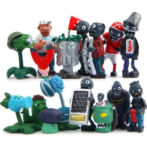 16pcs/lot Plants vs Zombies Action Figures Toys PVZ Magic-shroom Gatling Snow Pea PVC Figure Collection Model Toy Kids Gift