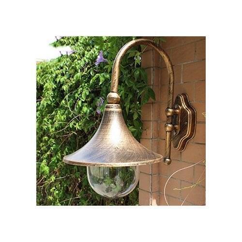 European style retro horn outdoor wall lamp courtyard balcony modern simple ancient copper waterproof wall lamp