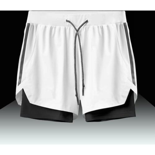 Fitness Mens Running Shorts Gym Bodybuilding Training Short Pant Jogging Workout Sports 2-in-1 Shorts