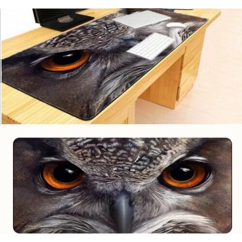 Mairuige Owl Face Black Eyes Super Large Size Optional Mouse Pad Natural Rubber Material Waterproof Desk Mat for 400X900X2MM