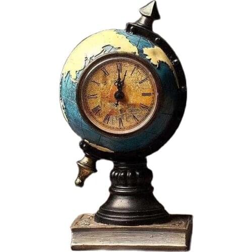 Creative Metal Table Clock Retro Living Room Silent Bedroom Bedside Table Desk Clock Alarm Clock Desktop Home Decoration Gift