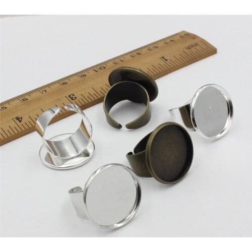 Fit 20mm Cabochons Round Metal Blank Setting Bezel Cabochon Ring Base For DIY Ring Making 10pcs/lot K06055