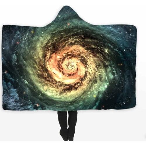 Lannidaa Star Vortex Hole Hooded Blanket Microfiber Beauty Hoodie Blankets For Adults Kids Printed Travel Throw Fleece Blanket