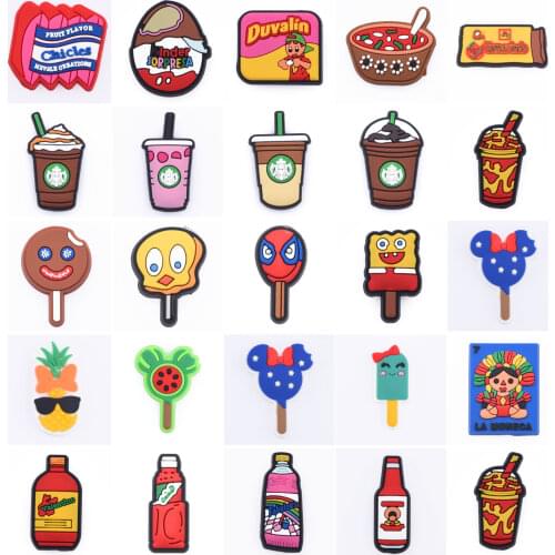 Best Seller 1Pcs Kinds Of Type Bottle Cartoon Shoe Decoration Shoe Accessories Croc Charms for Bracelets JIBZ Kids X-mas Gifts