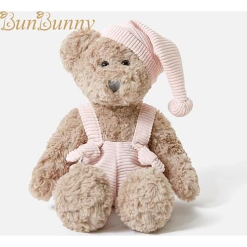 Soft Huggable Teddy Bear Plush Stuffed Animal Doll Lovely Shower Gift Kids birthday Gift Bear Soft Doll with Cloth Overall
