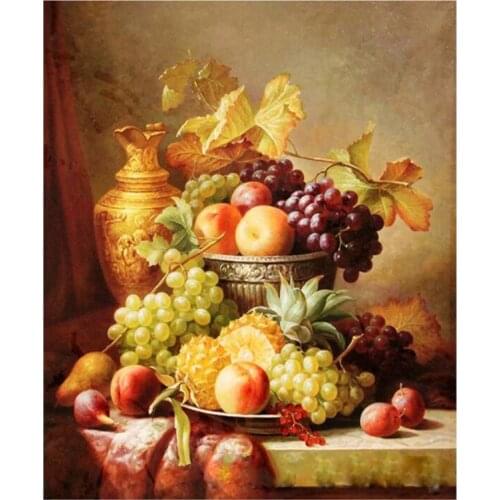 DIY Digital Painting By Numbers Package Fruit plate oil painting mural Kits Coloring Wall Art Picture Gift frameless