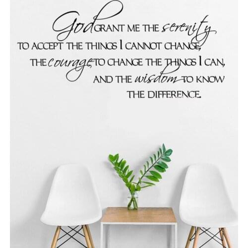 God Grant Me The Serenity the difference Quote Wall Sticker Bible Verse poem Vinyl Murals Decor Bedroom Church wallpapers DG120