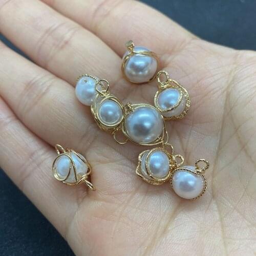 Charms for Jewelry Making ,Wire Wrapped Pendant Diy Accessories, Girl Necklace Bracelet Accessories, 10PCS Pearl Jewelry