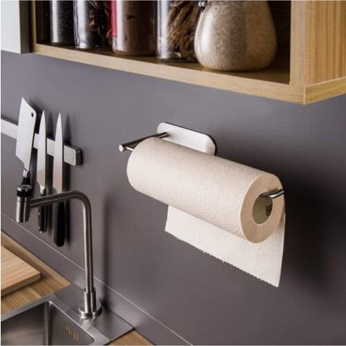 Simple Adhesive System Stainless Steel Paper Towel Rack Paper Towel Holder Adhesive System Home Accessory