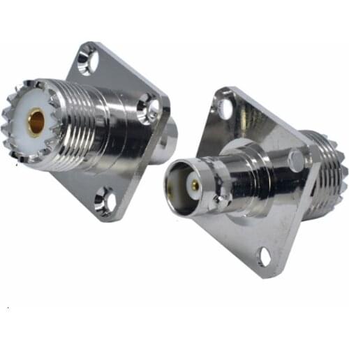 RF Adapter UHF PL259 SO239 Female To BNC Female 4 Hole Flange Panel Mount RF Coaxial Connectors