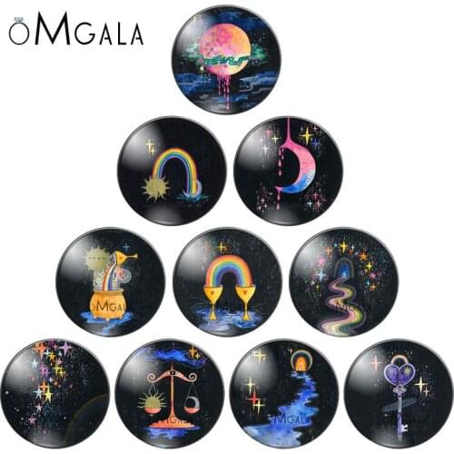 Colorful Rainbow Shiny Star Paintings 8mm/10mm/12mm/18mm/20mm/25mm Round photo glass cabochon demo flat back Making findings