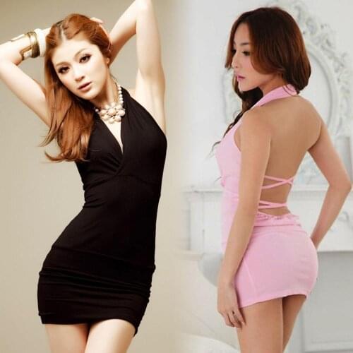 Hot Women Sexy Lingerie Sheath Party Dress Backless Casual Nightwear Sexy Underwear Mini Dance Dress Female GC106