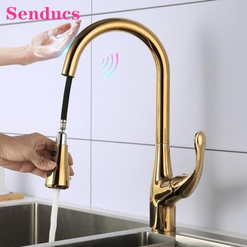 Gold Touch Kitchen Faucets with Quality Brass Hot Cold Kitchen Mixer Tap Sensitive Touch Kitchen Tap Smart Sensor Kitchen Faucet