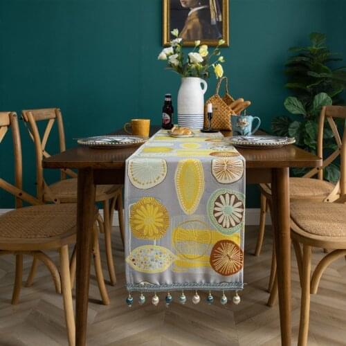 Modern And Simple Polyester Table Runner Coffee Table Shoe Cabinet TV Cabinet Tassel Household Tablecloth Polyester Tablecloth