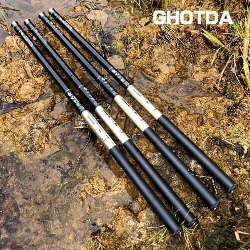 Fishing Rods 3.6m-7.2m Carbon Fiber Telescopic Fishing Rod Ultra Light Hand Pole Feeder for Carp Fishing