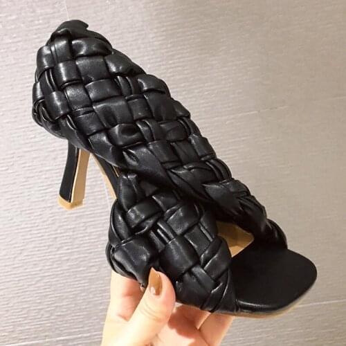 Women Pumps High Heels Shoes Woman Ladies Weave Fashion Female Lady Outside Party Sandals Dress Shoes For Women Drop Ship