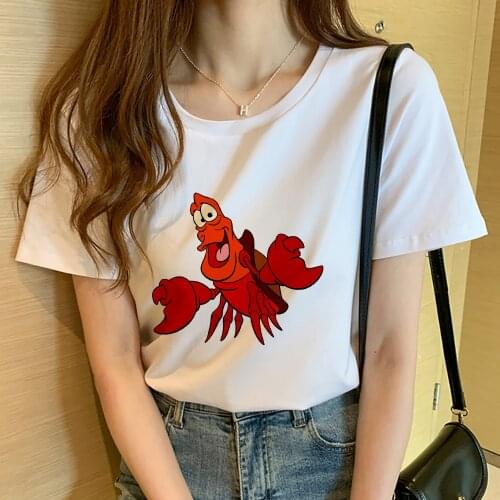 Ariel The Little Mermaid Clothing Female Disney Princess Kawaii Harajuku T Shirt Women Casual Aesthetic Camiseta Mujer Dropship
